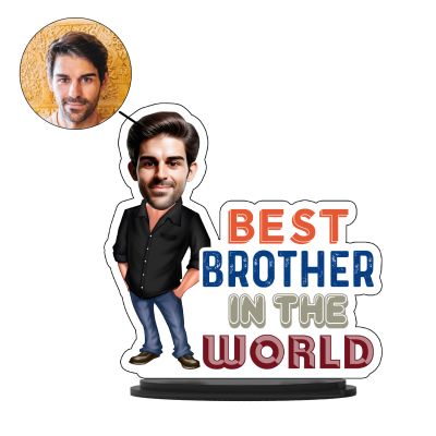 Personalized Caricature Photo Frame Best Gift For Birthday Gift for Brother, Sister Character Caricature Photo Frame Unique Design Gift for Raksha Bandhan (Best Brother In The World)